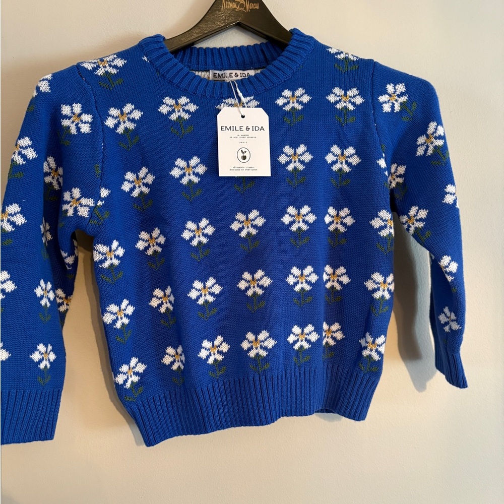 Emile et Ida Blue Floral Kids Sweater - Picture 3 of 7